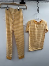 NWT Hanna Anderson Pyjamas Set Unisex Kids 6-7 Orge Avalanche Striped Sleepwear