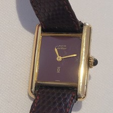 Rare Tropical Dial Must de Cartier Tank 925 Silver Watch 2416, fully serviced