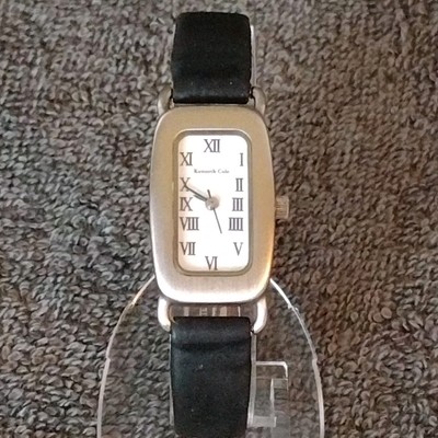 Kenneth Cole New York Women's Watch KC2008 Silver Face Black Leather Band