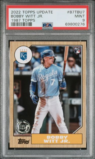 Bobby Witt Jr 2022 Topps Update 1987 Topps Rookie Card RC #87TBU7 Mint PSA 9 KC view 1