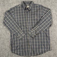 Lacoste France Vintage Mens 40 Plaid Button Down Shirt Blue Green Long Sleeve