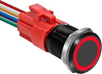 16mm Latching Push Button Switch 12V Waterproof LED Red Light Color: Red light