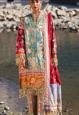 Pakistani Velvet Multi-Color Embroidered Unstitched Salwar Kameez with Dupatta