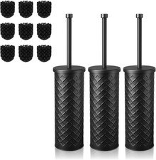 Toilet Bowl Brush and Holder Set 3 Pack with 6 Extra Brush Heads Black Extra