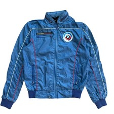 Vintage BMW Racing Jacket Blue Nylon Windbreaker Mens Small