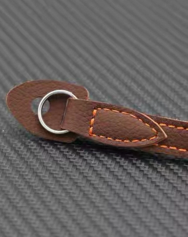 Vintage Retro Handmade Genuine Calf Leather Camera Strap Black Brown with Lugs - Image 4 of 4