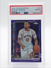KELDON JOHNSON 2025-26 TOPPS CHROME SAPPHIRE PURPLE REFRACTOR /75 PSA 8 Q2754