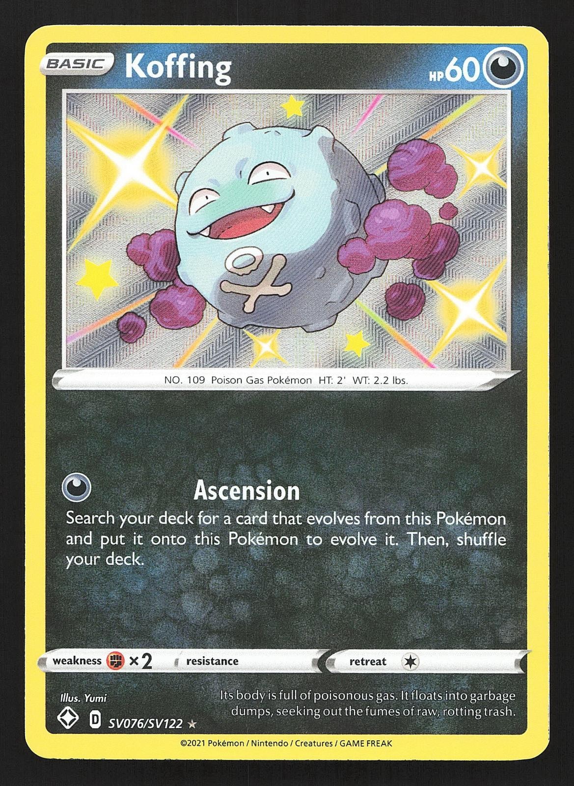 Koffing Shining Fates: Shiny Vault SV076/SV122 Holo Shiny Holo Rare Pokemon NM