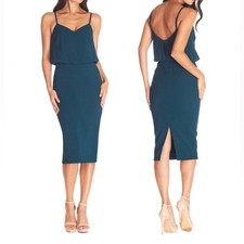 Dress the Population Alondra Blouson Sheath Dress in Pine Size Small NWT