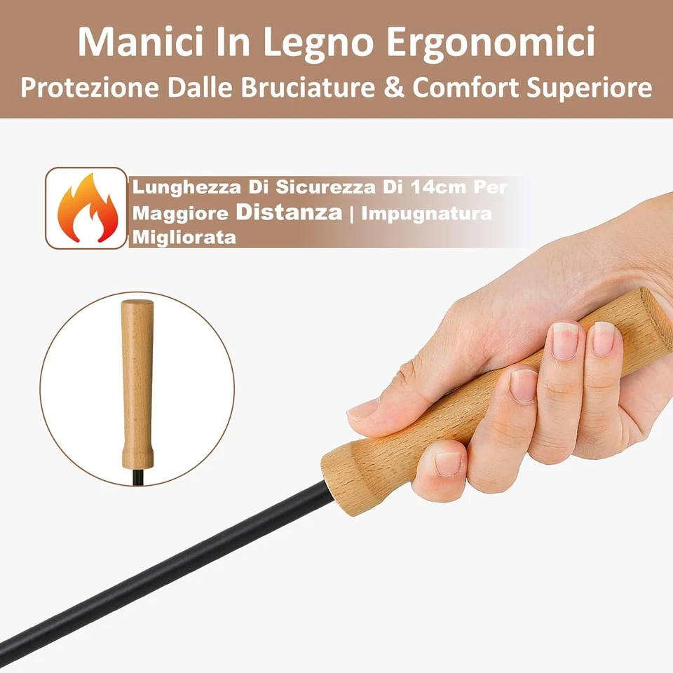 Amagabeli 5 Pezzi 64 Cm Set Di Strumenti per Camino Argento Accessori per Camino - Immagine 2 di 4