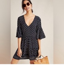 ANTHROPOLOGIE FAITHFULL THE BRAND Sz 2  FRESA MINI TUNIC DRESS FLORAL PRINT