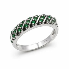 Green Emerald 925 Sterling Silver Half Eterni...