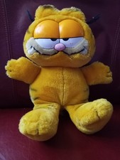 12" Plush, Sleepy Looking Garfield. Nice Soft. Vintage 1980s. Clean Ships Fast