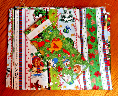 Suzy's Zoo  Christmas Fabric 1 yd PLUS Trim Sewing Crafting Character Piece