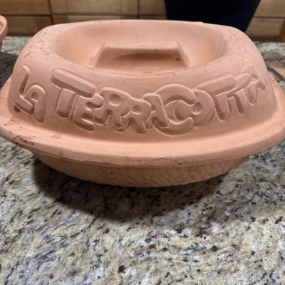 VINTAGE La Terracotta Baker Roasting Pan w/ Lid Terracotta Clay Slow Cooker Cpix