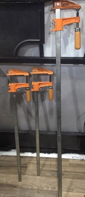 Lot of 3 Vintage Jorgensen Made in USA Steel Bar Clamps #3724 (24'') & #3736 (36''