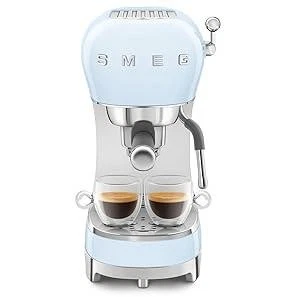 Smeg Manual Espresso Machine with Steam Wand, 15 Bars of Pressure, Pastel Blue