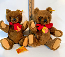 Pair Vintage Steiff Original Teddy Bears 0202/26 9" Brown Mohair All Tags