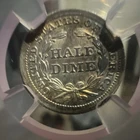 1857 Seated Liberty Half Dime VaultBox Silver graded toned MS sixty four