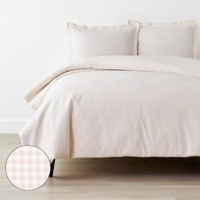 Ditsy Gingham Classic Cool Organic Cotton Percale Duvet Cover Set 5961