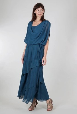 komarov tiered chiffon dress Komarov Sleeveless Charmeuse & Chiffon Cocktail Dress with Jacket in Navy at Nordstrom, Size Medium