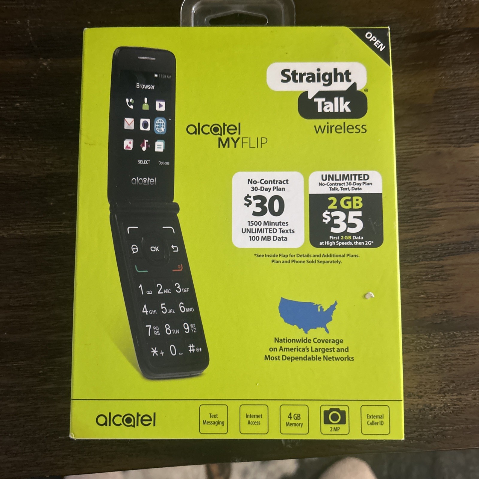 Straight Talk Alcatel MYFLIP A405DL Black Prepaid No Contract Mobile Phone