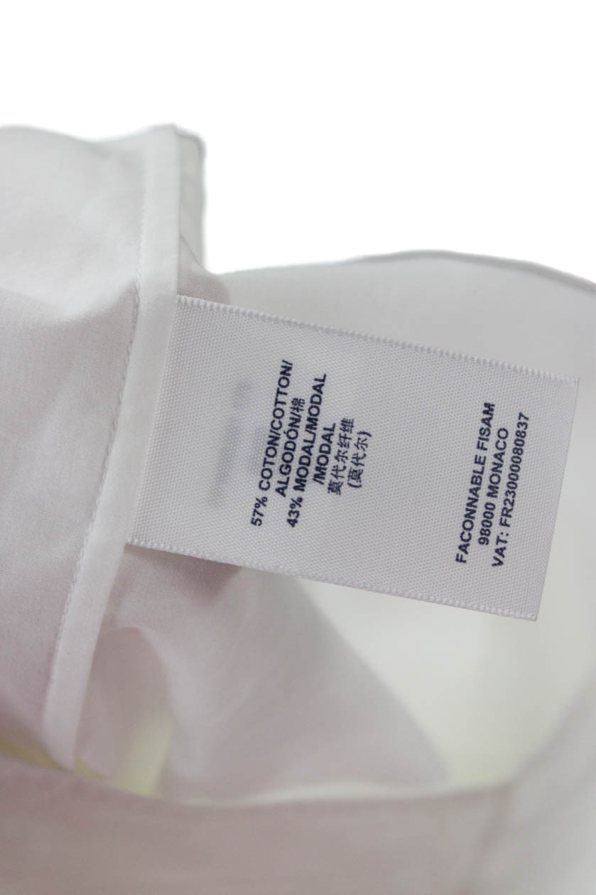 Faconnable Womens White Basic Collared Long Sleev… - image 5