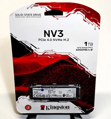 SNV3S/1000G Kingston NV3 1TB PCI-Express 4.0 NVMe 6000MB/s M.2 2280 Internal SSD