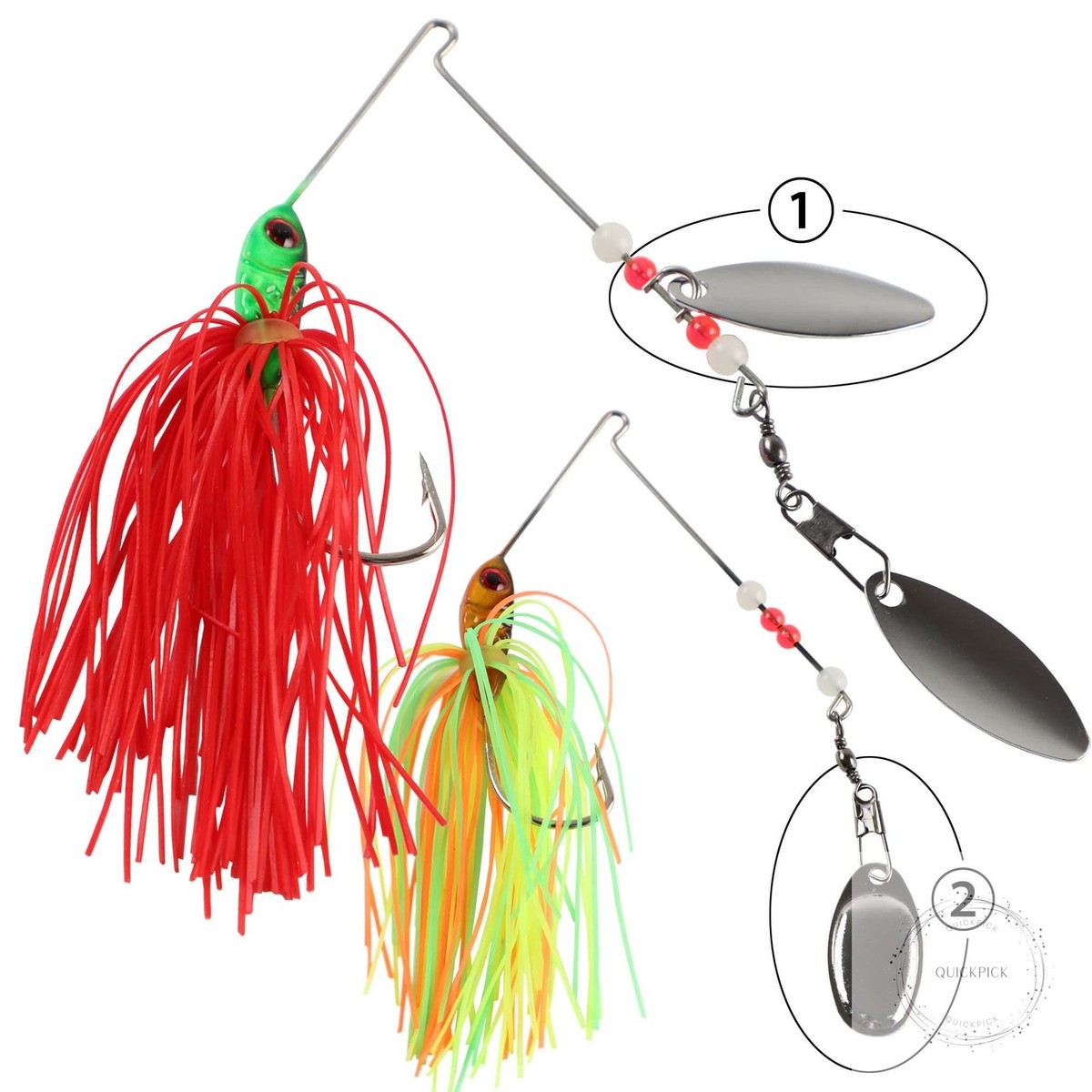 6 Pcs Bass Spinner Baits, Spinner Baits for Bass Fishing Trout