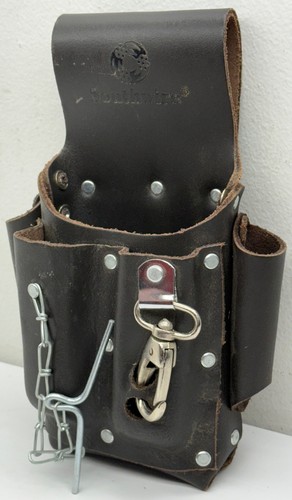 Southwire POUCH4 Leather Tool Pouch 5 Pocket Pouch + Electrical Tape Chain USED