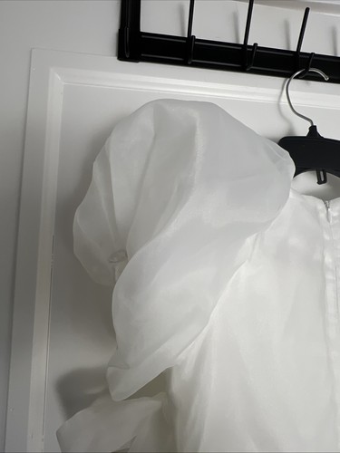 Jessakae weißes Kleid Mädchen 8-9y Puffärmel Brautjungfer Blumenmädchen Kommunion - Bild 9 von 13