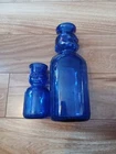 Lot Of 2 Vintage Brookfield Baby Top Double Face Top Cobalt Glass Milk Bottle