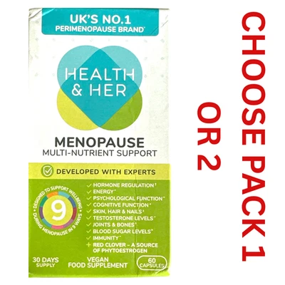 HEALTH PLUS Health & Her Menopause Multi Nutrient Supplement 60 Capsules choose pack