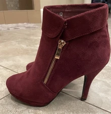 TOP Moda George-40 Burgundy Ankle Wrap Boots - 8.5