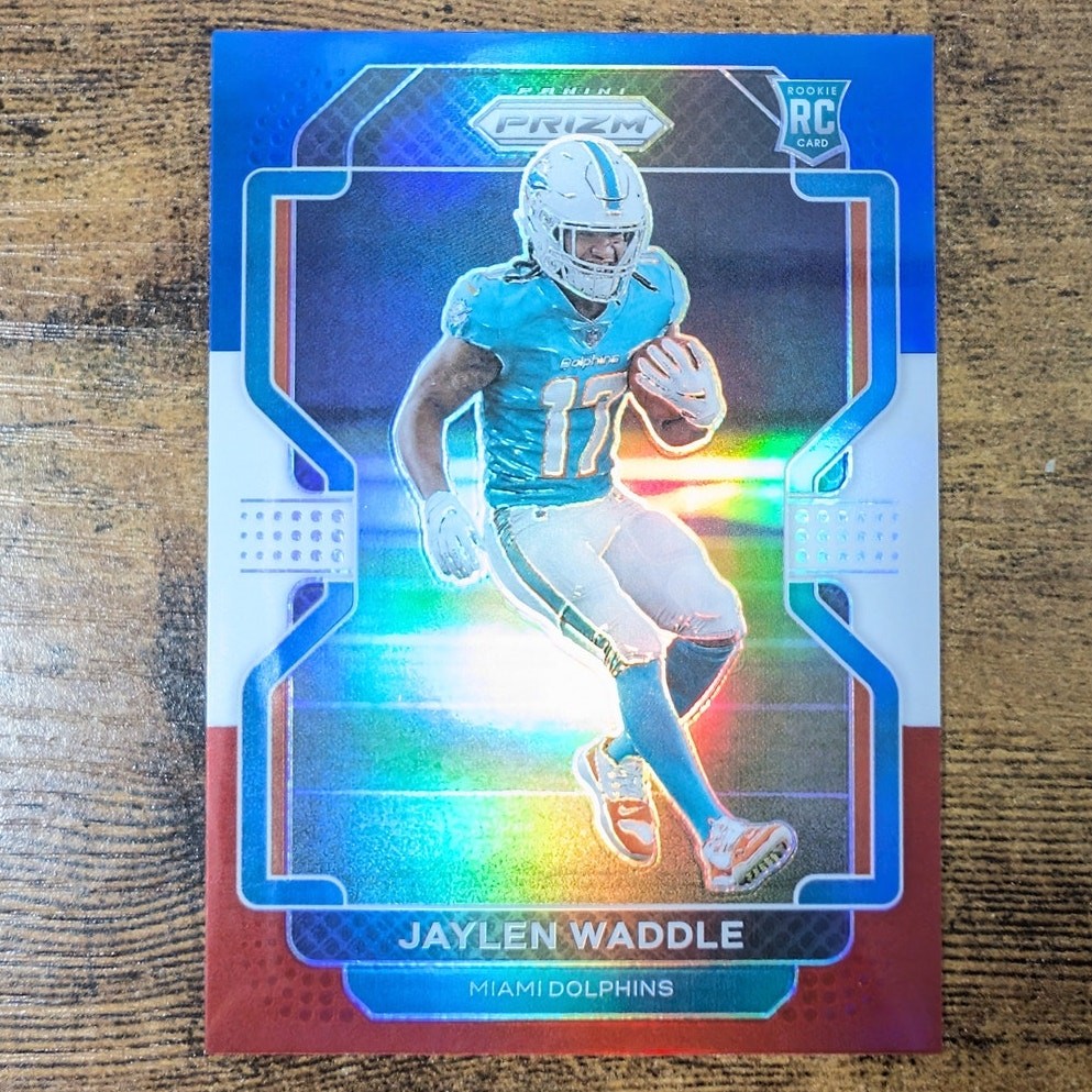 2021 Panini Prizm Jaylen Waddle #338 Red White Blue Prizm Rookie Dolphins RC