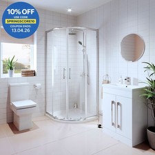 Bathroom Suite Quadrant Shower Enclosure Vanity Unit Basin Sink Toilet WC 900mm