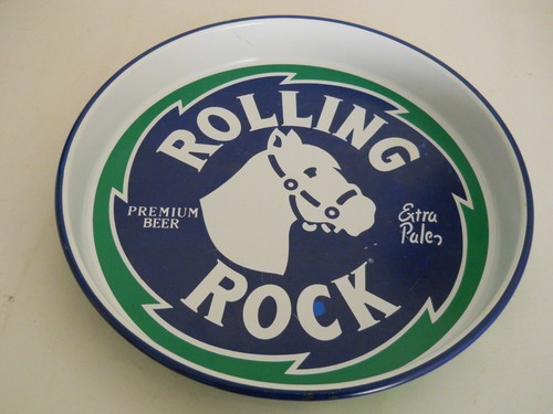 VINTAGE ROLLING ROCK BEER LATROBE BREWING CO "1987" METAL TRAY.