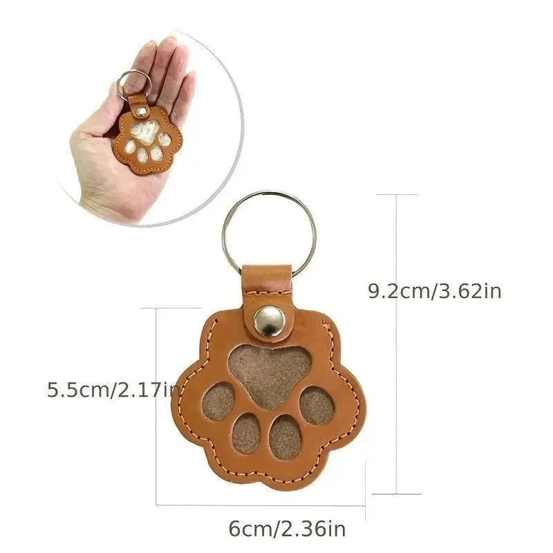 Leather Pet Memorial Keychain, Pet Hair Keepsake, Pet Fur Holder Keychain - Image 3 of 4