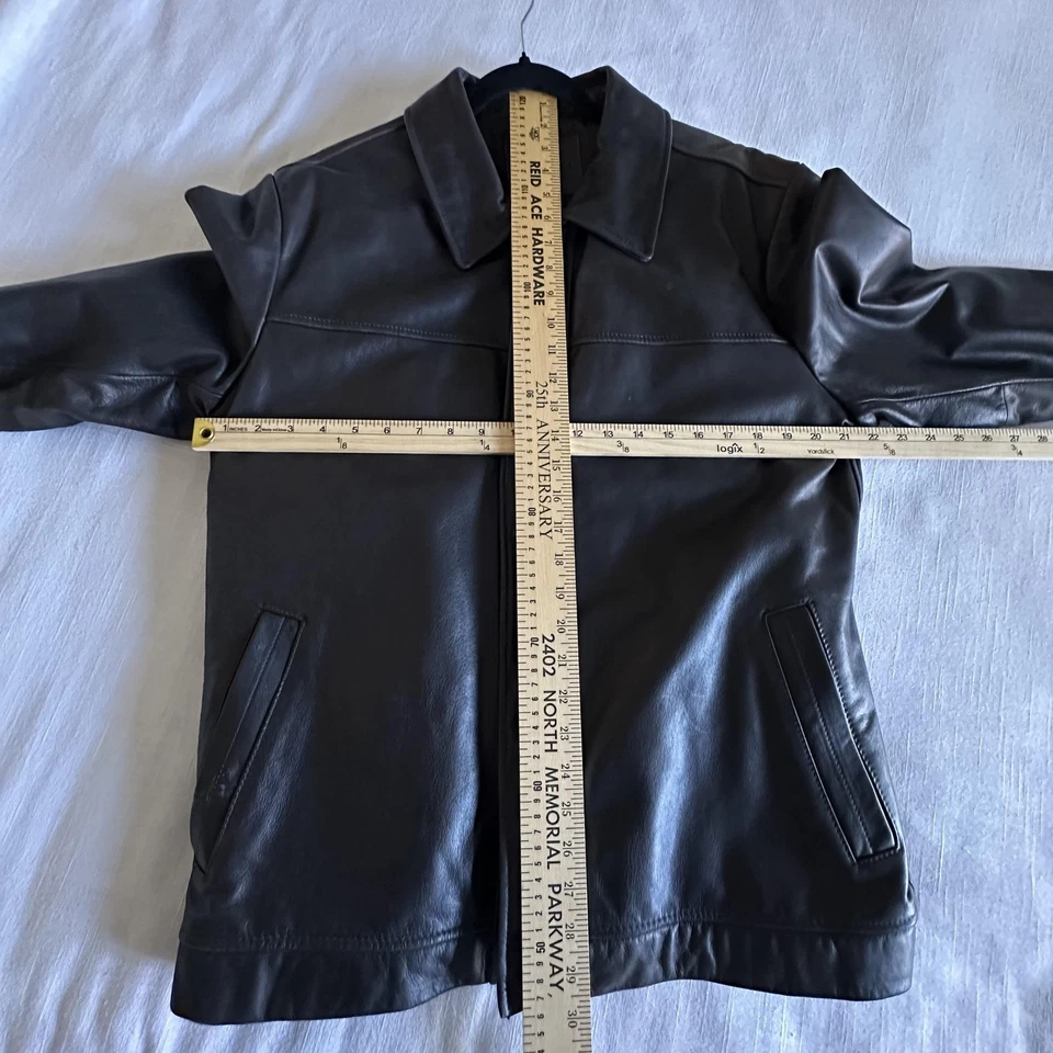 Merona Leather Jacket Mens Large Black Zip Button Car Coat Quilted Grunge Motto - Image 3 of 4