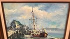 Vintage Hayward Oil Painting Maritime Fishing Harbor Boat Nautical 20”H x 23”W — photo 5