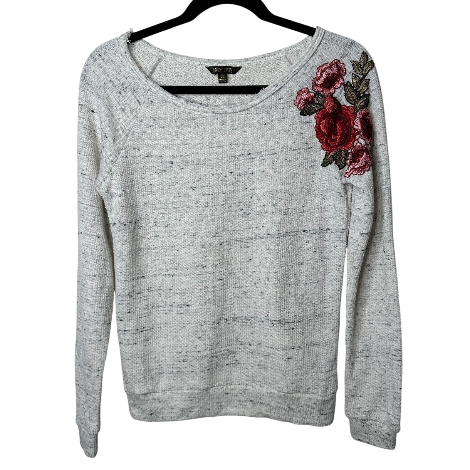 Peyton Jensen White-Gray Heathered Embroidered Ro… - image 1