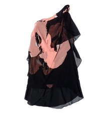 Halston Heritage Spring 2016 RTW Pink Black Layered Orchid One-Shoulder Dress 6