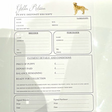 Any Breed - A5 Puppy Sales Deposit Receipt Form on Card