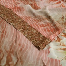 Sanskriti Vintage Red Sarees Pure Georgette Digital Print Sari 5Yd Craft Fabric