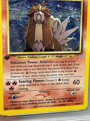 first edition entei pokemon card 2001 POKEMON NEO REVELATION 1ST ED #6 ENTEI-HOLO PSA 5