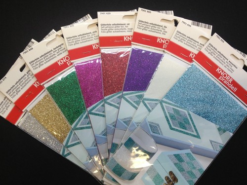 Glitterfolie selbstklebend 9 x 16 cm. versch. Farben Knorr Prandell
