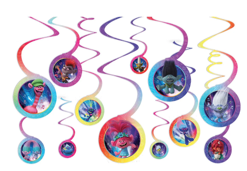 Trolls World Tour Remolino Decoraciones Cumpleaños Fiesta Suministros Techo Colgador 12 Foto 3 de 4