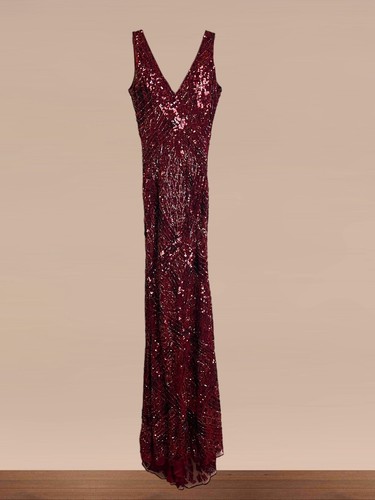 Cassandra Stone Meerjungfrau Kleid Pailletten Drop Back Cutout Formeller Abend Maxikleid 4 - Bild 5 von 19