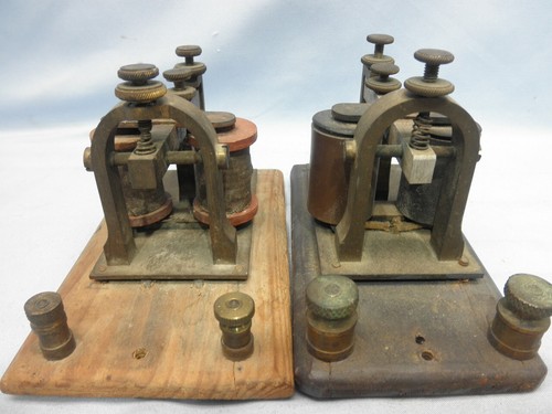 2 Antique 1800s Telegraph Relays MENOMINEE & J.H. Bunnell & Co NR RADIOORPHANAGE - Zdjęcie 9 z 10