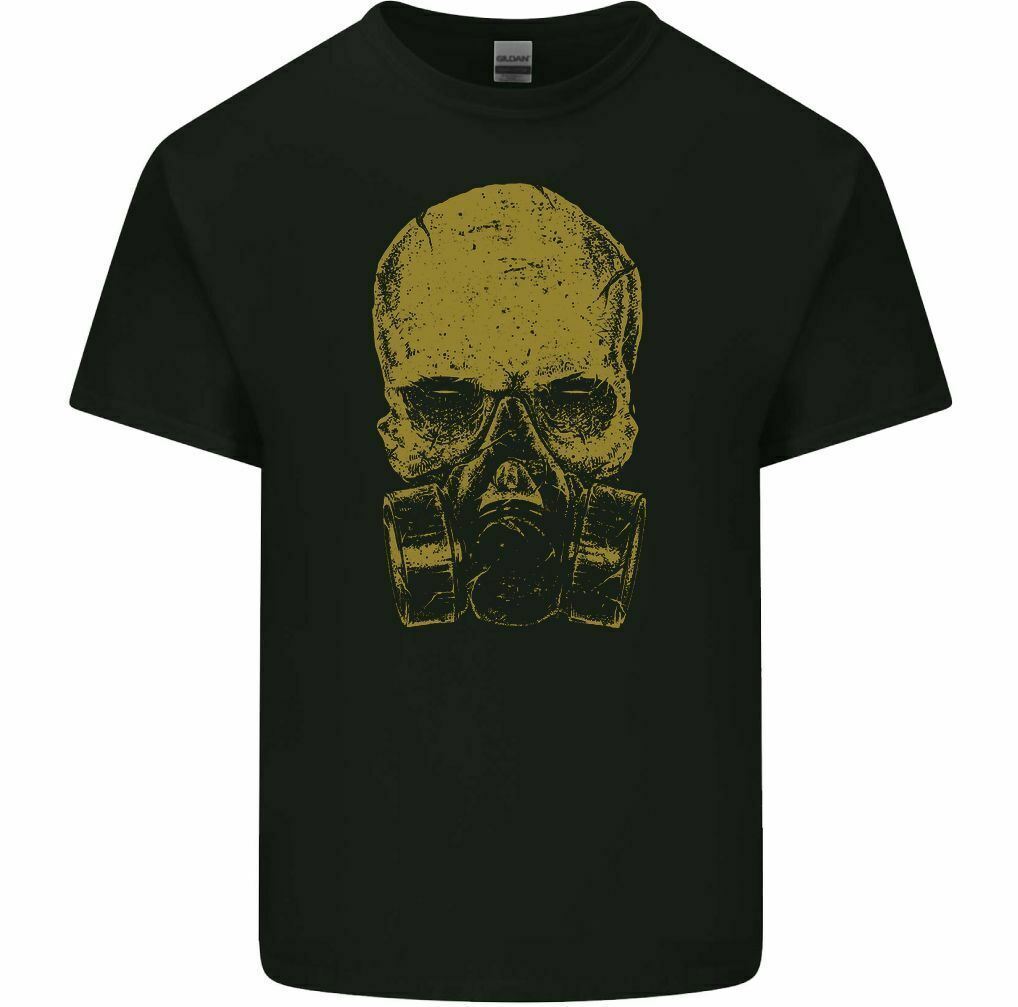 Gasmask Skull T-Shirt Mens Gothic Biker Heavy Metal Rock Music Motorbike Tee Top